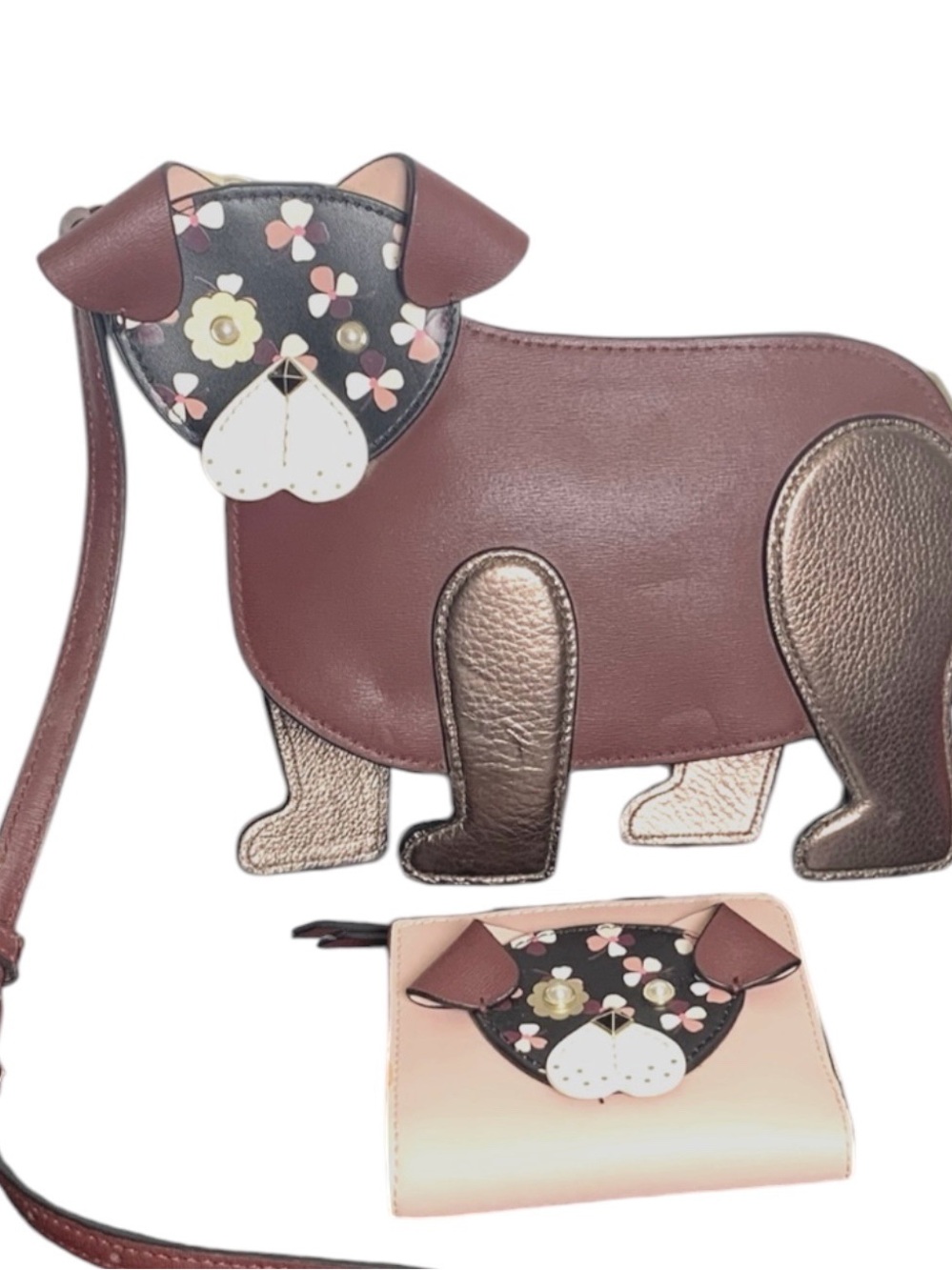 kate spade Brown Dog-Shaped Crossbody Bag with Floral Face - Picture 2 of 5